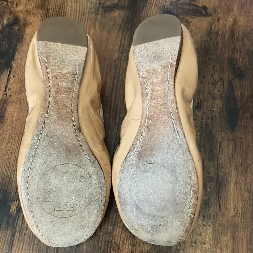 Tory Burch Nude Patent Caroline Ballet Flats Size 5